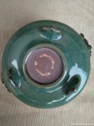 南宋龙泉窑仿官釉青绿釉双耳炉