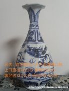 元未：青花龍纹八方玉壶春撇口瓶