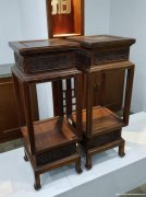 清早海南黄花梨绳纹花几一对