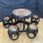 民国红木镶樱木一桌五登