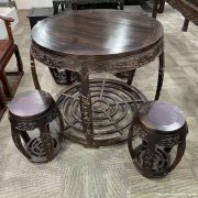 清紫檀拐子龙回纹一桌四登