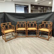 清早期黄花梨双钱纹玫瑰椅四只