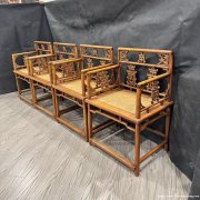 清早期黄花梨双钱纹玫瑰椅四只