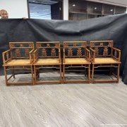 清早期黄花梨双钱纹玫瑰椅四只