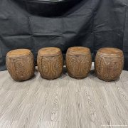 清黄花梨圆鼓凳四只