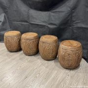 清黄花梨圆鼓凳四只