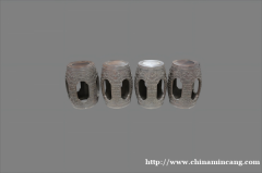 清紫檀鼓凳四只