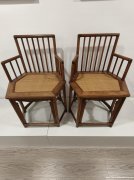 清黄花梨玫瑰椅一对