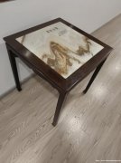 清中紫檀嵌云石棋桌