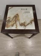 清中紫檀嵌云石棋桌