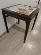 清中紫檀嵌云石棋桌