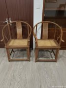 清黄花梨龙纹圈椅一对